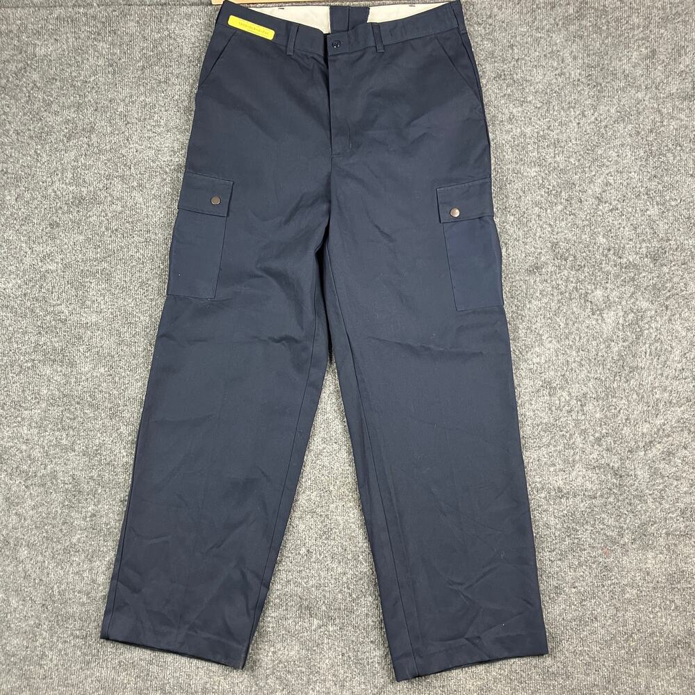 Aramark Work Pants Mens Size 36 Navy Utility Cargo Pockets Industrial Uniform
